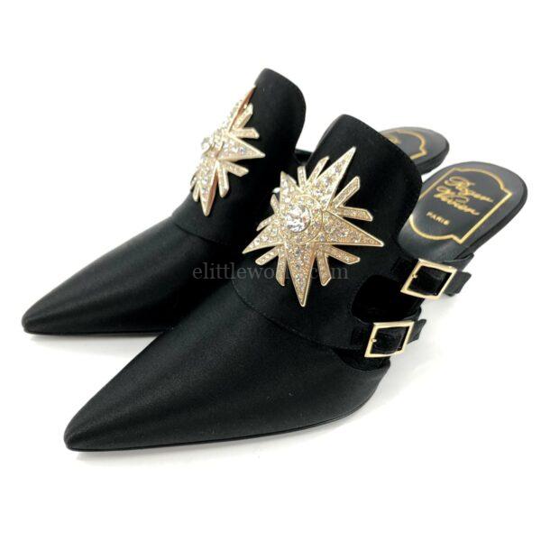 【未使用品】ROGER VIVIER 星星水晶高跟半拖鞋 36