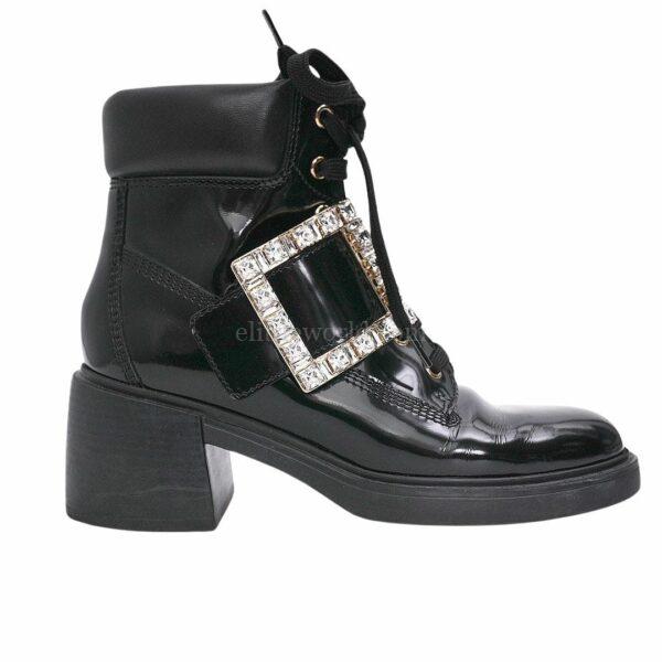 【二手】ROGER VIVIER VIV RANGERS 水鑽扣及踝靴 36 E22665