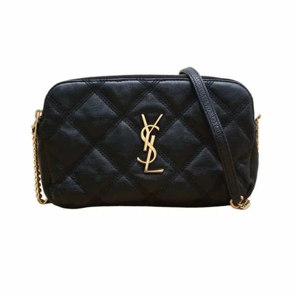 【二手】SAINT LAURENT BECKY 雙拉鍊鏈條手拿包 YY1041