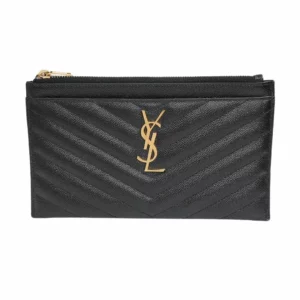 【二手】SAINT LAURENT GRAIN DE POUDRE CHEVRON 收納包 E20761