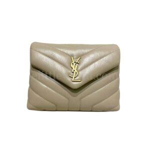 【未使用品】SAINT LAURENT LOULOU 奶茶色方胖子 PD2100