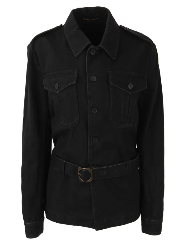 【二手】SAINT LAURENT 系腰帶牛仔夾克 XS
