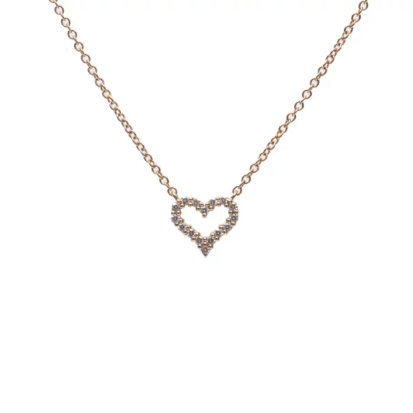 【二手】TIFFANY & CO. 18K玫瑰金鑲鑽石鏈墜項鏈 PD1777