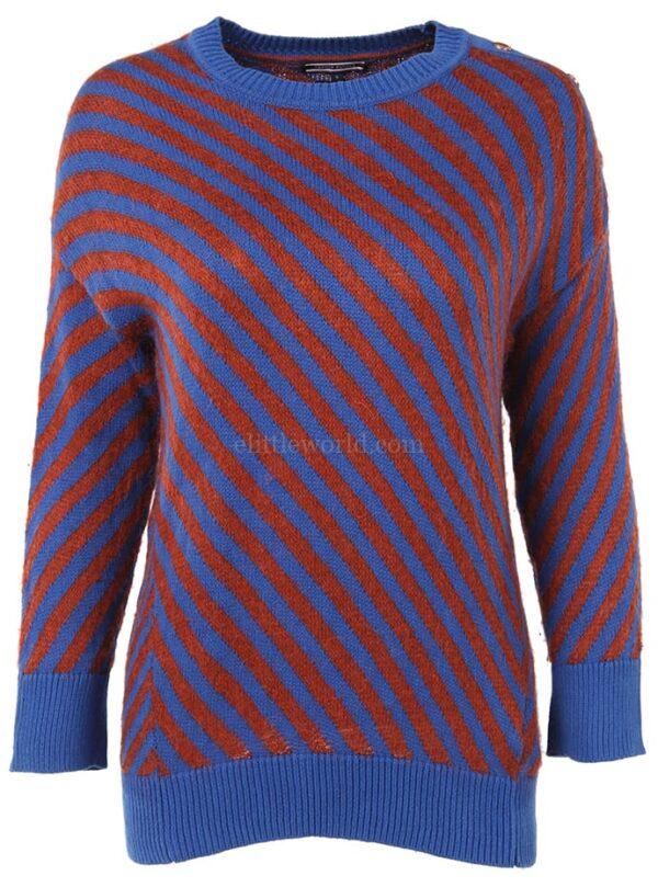 【二手】TOMMY HILFIGER 對比邊飾條紋毛衣 S
