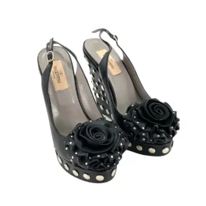 【未使用品】VALENTINO GARAVANI 花朵後跟平台高跟鞋 35