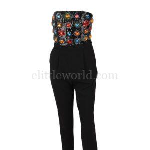 【二手】ALICE + OLIVIA 水晶鑲嵌露肩連體長褲 2