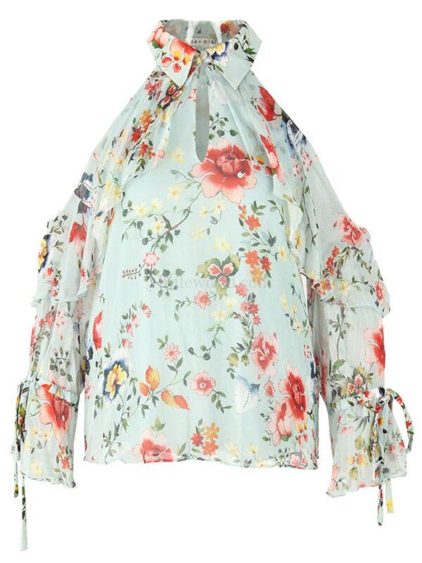 【二手】ALICE + OLIVIA 挖剪飾花卉印花上衣 S