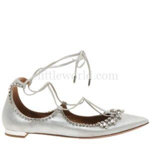 【二手】AQUAZZURA 系帶晶飾芭蕾舞平底鞋 37