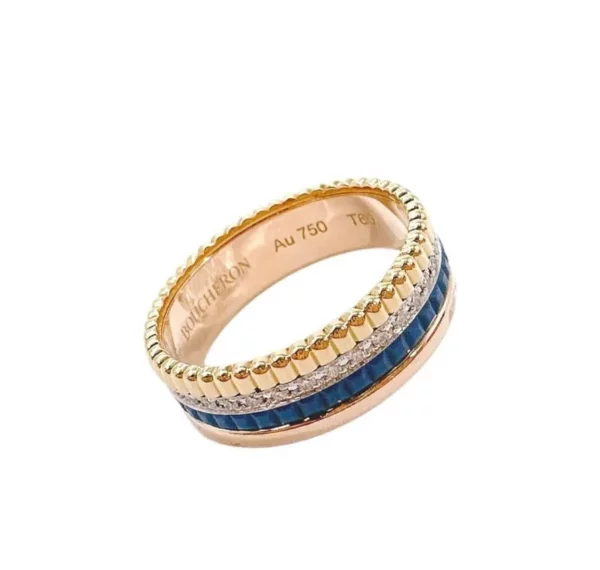 【二手】BOUCHERON QUATRE 18K黃金玫瑰金鑽石戒指 60 YY2047