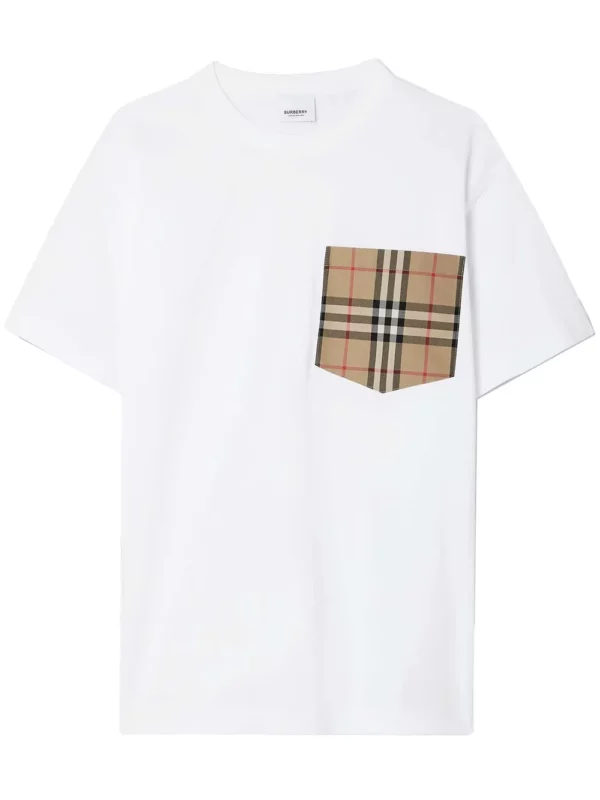 【意大利】BURBERRY 格紋口袋棉質T恤 S