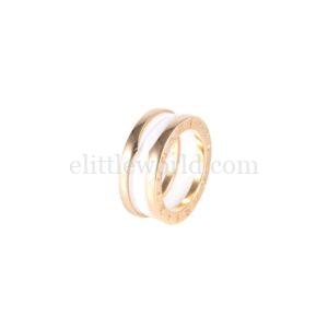 【二手】BVLGARI B.ZERO1 18K玫瑰金白陶瓷三圈戒指 51 PD2176