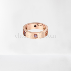 【二手】CARTIER LOVE 18K玫瑰金寶石戒指 52 VV1094