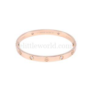 【二手】CARTIER LOVE 18K玫瑰金鑽石手鐲 VV1089