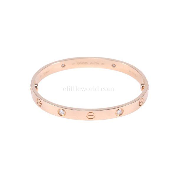 【二手】CARTIER LOVE 18K玫瑰金鑽石手鐲 VV1089