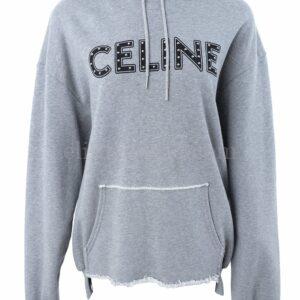 【二手】CELINE 鉚釘徽標帽子連帽衫 M