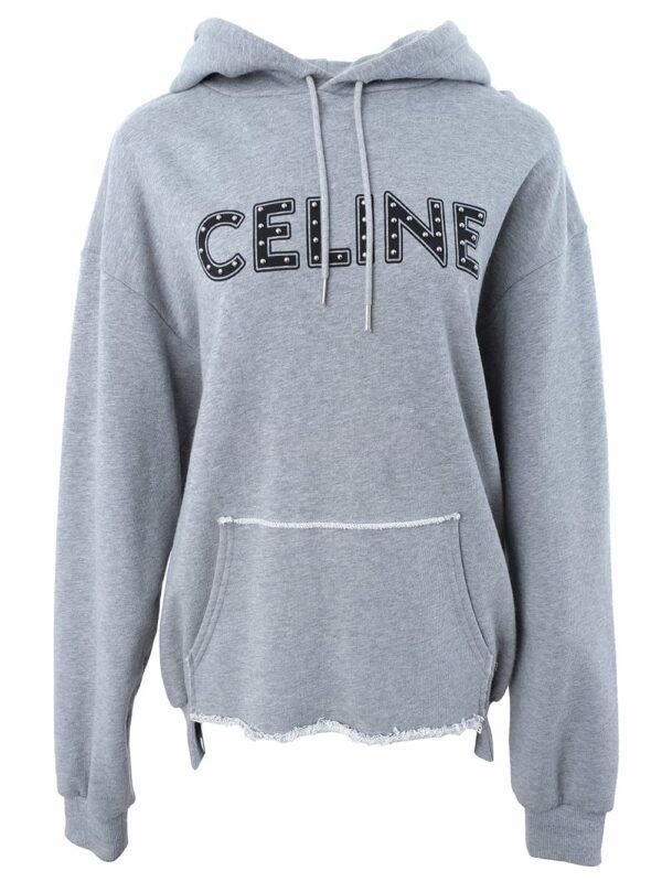 【二手】CELINE 鉚釘徽標帽子連帽衫 M