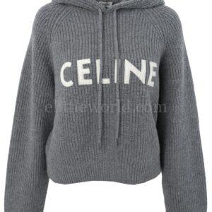 【二手】CELINE 羅紋羊毛連帽套頭衫 S