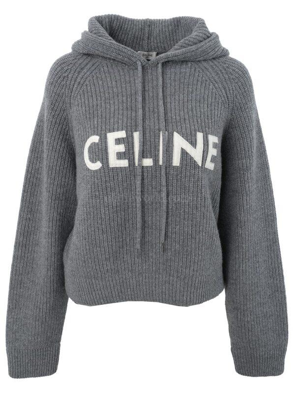 【二手】CELINE 羅紋羊毛連帽套頭衫 S
