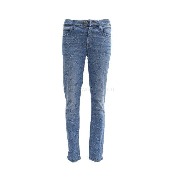 【二手】CHANEL 菱格紋印花修身牛仔褲 36 VV1100