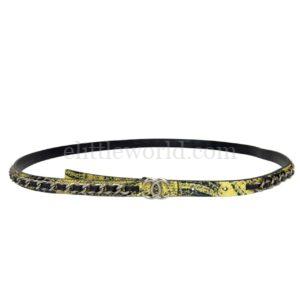 【二手】CHANEL CC 黃色蛇皮穿鏈 腰帶 12MM PD2205