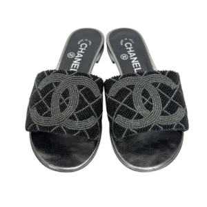 【二手】CHANEL CC 釘珠 涼鞋 35C PD2320