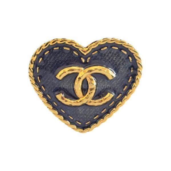 【二手】CHANEL CC 牛仔心形胸針 PD2114