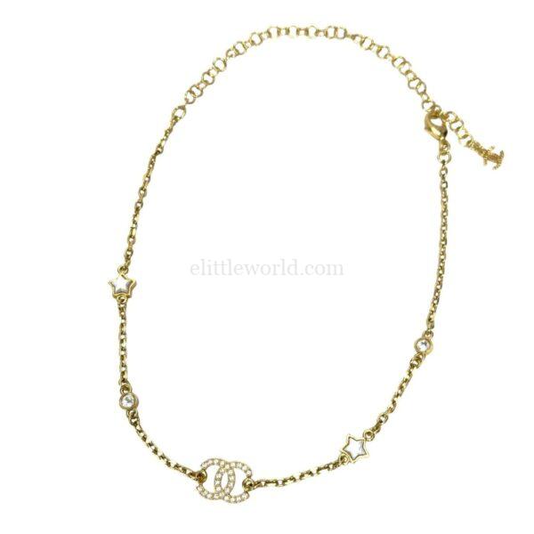 【未使用品】CHANEL CC 星星水鑽 項鏈 PD2208