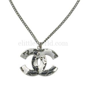 【二手】CHANEL CC 灰銀色吊墜項鏈 PD2218