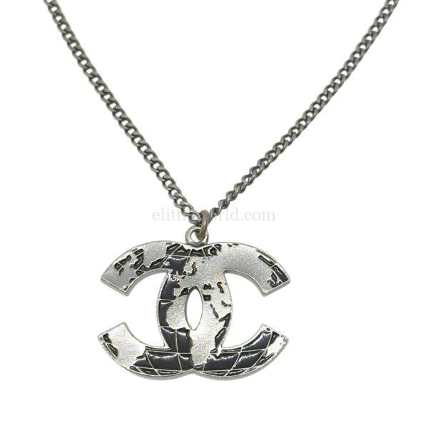 【二手】CHANEL CC 灰銀色吊墜項鏈 PD2218