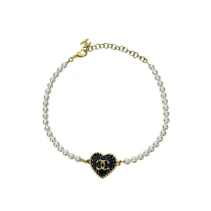 【二手】CHANEL CC 牛仔愛心 珍珠短項鏈 PD2368