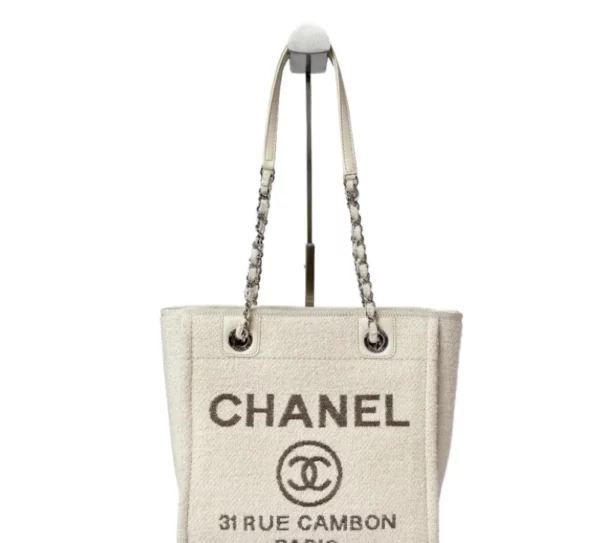 【二手】CHANEL DEAUVILLE 小號毛呢手提袋 A66939 RR2097