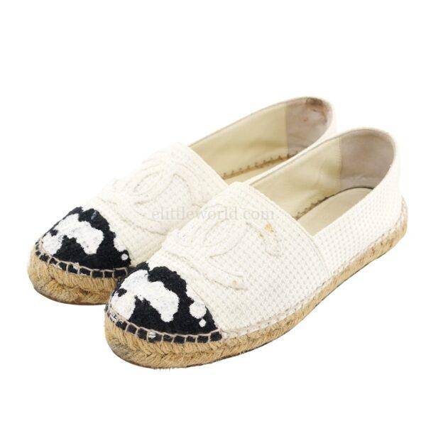 【二手】CHANEL 帆布漁夫鞋 G30898 37 E12435