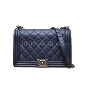 【二手】 CHANEL LE BOY 28 藍色手袋 PD2185