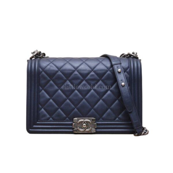 【二手】 CHANEL LE BOY 28 藍色手袋 PD2185