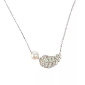 【二手】CHANEL PLUME DE CHANEL 珍珠和鑽石項鏈 J10832 RR2164