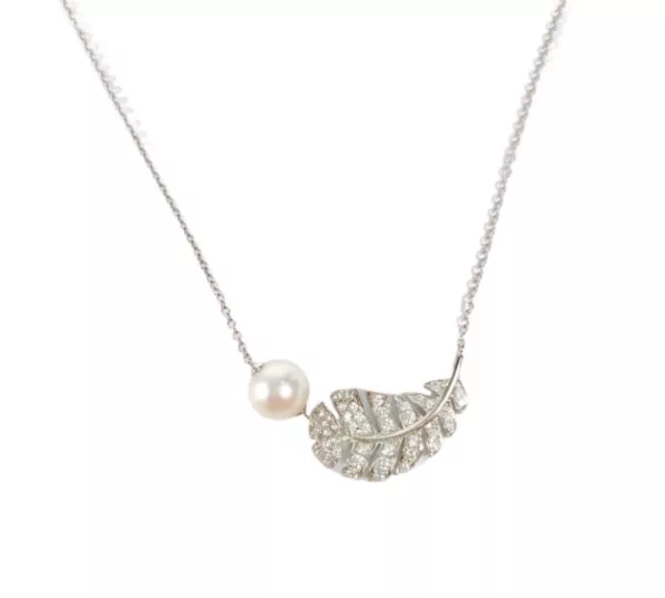 【二手】CHANEL PLUME DE CHANEL 珍珠和鑽石項鏈 J10832 RR2164