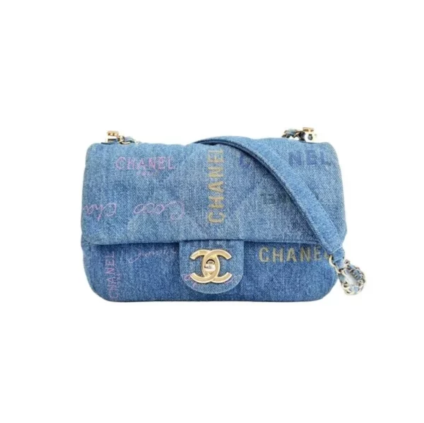 【二手】CHANEL 牛仔布小號垂蓋手袋 YY2024
