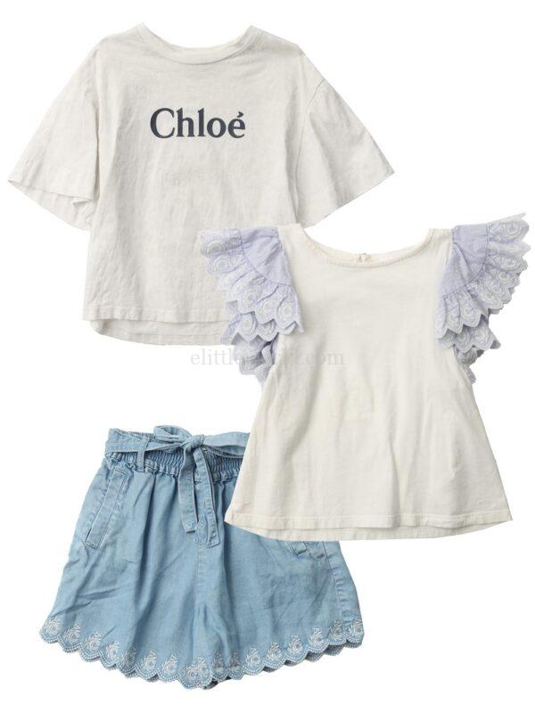 【二手】CHLOE KIDS 童裝上衣及短褲三件套 6Y