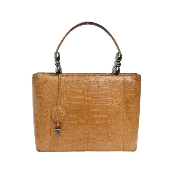 【中古】CHRISTIAN DIOR LADY PERLA 鱷魚皮手袋 E23316