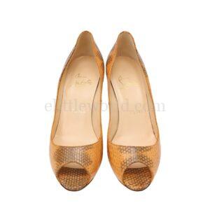 【二手】CHRISTIAN LOUBOUTIN 蟒蛇壓花露趾高跟鞋 E15156
