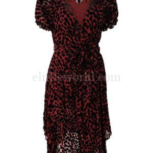 【二手】DIANE VON FURSTENBERG 豹紋綴飾裹身式連衣裙 S