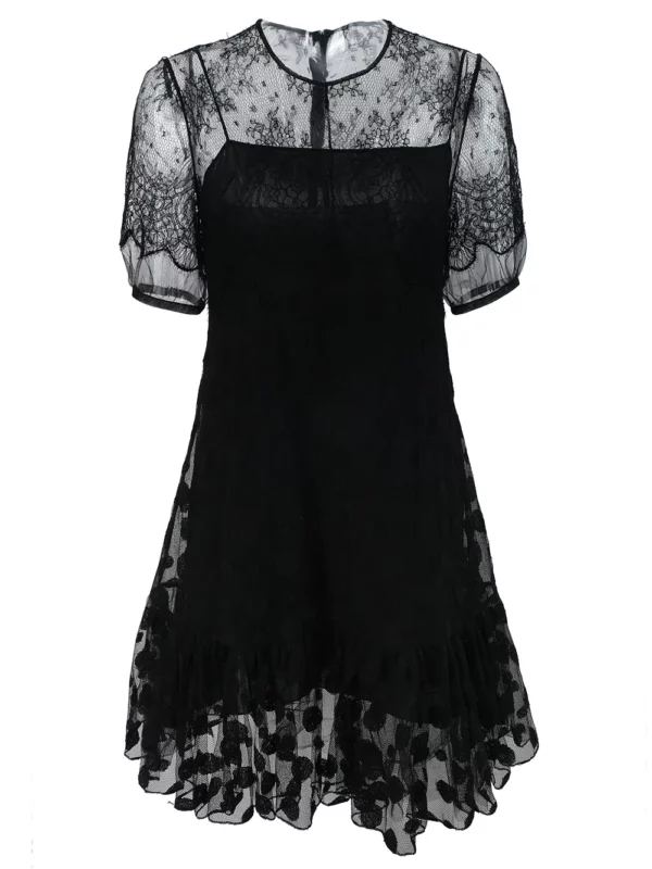 【二手】DIOR 蕾絲嵌花波點連衣裙 36