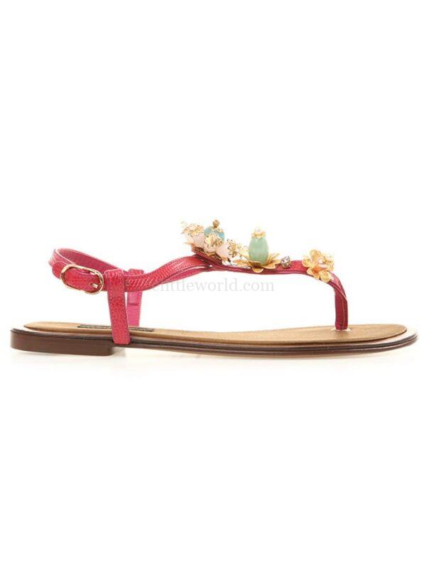 【二手】DOLCE & GABBANA 花卉綴飾平地涼鞋 36