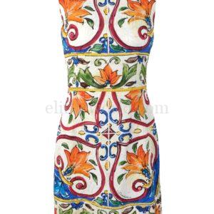 【二手】DOLCE & GABBANA 花卉浮雕無袖連衣裙 38