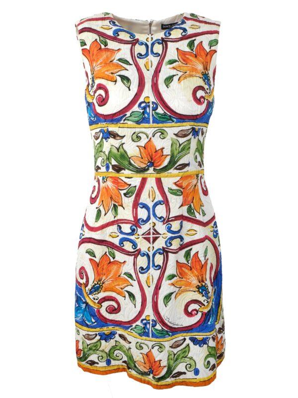 【二手】DOLCE & GABBANA 花卉浮雕無袖連衣裙 38