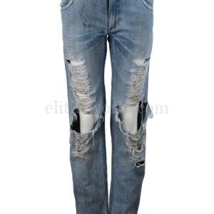 【二手】DOLCE & GABBANA 仿舊破洞直筒牛仔褲 46