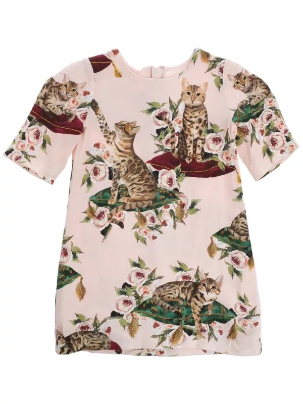 【二手】DOLCE & GABBANA KIDS 貓咪印花連衣裙 3Y