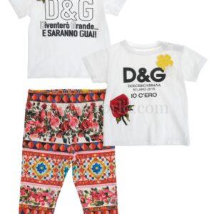 【二手】DOLCE GABBANA KIDS 童裝T恤及褲子三件套 9-18M