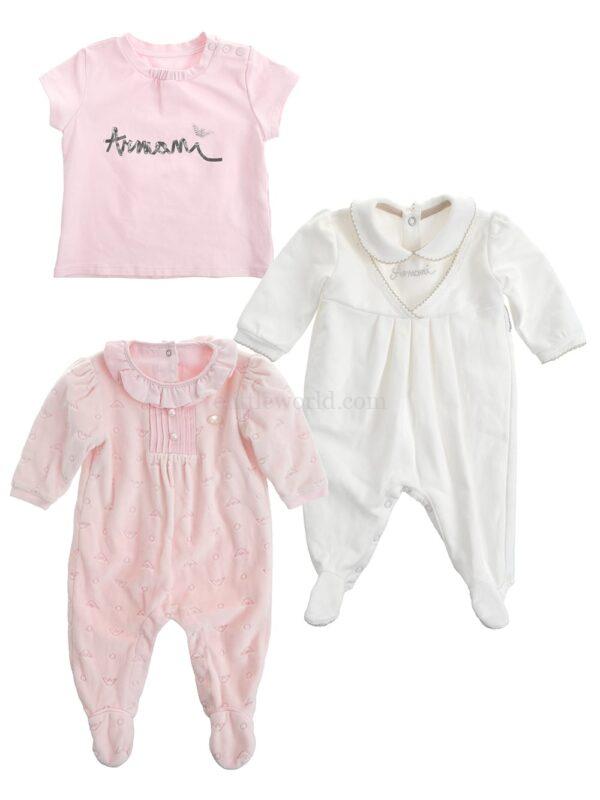 【二手】EMPORIO ARMANI KIDS 兒童T恤及連體衣三件套 3M