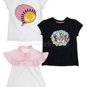 【二手】FENDI KIDS 童裝T恤及連衣裙三件套 3-4Y